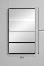 Miroir Rectangulaire Verrière Métal Noir 4 Crochets
