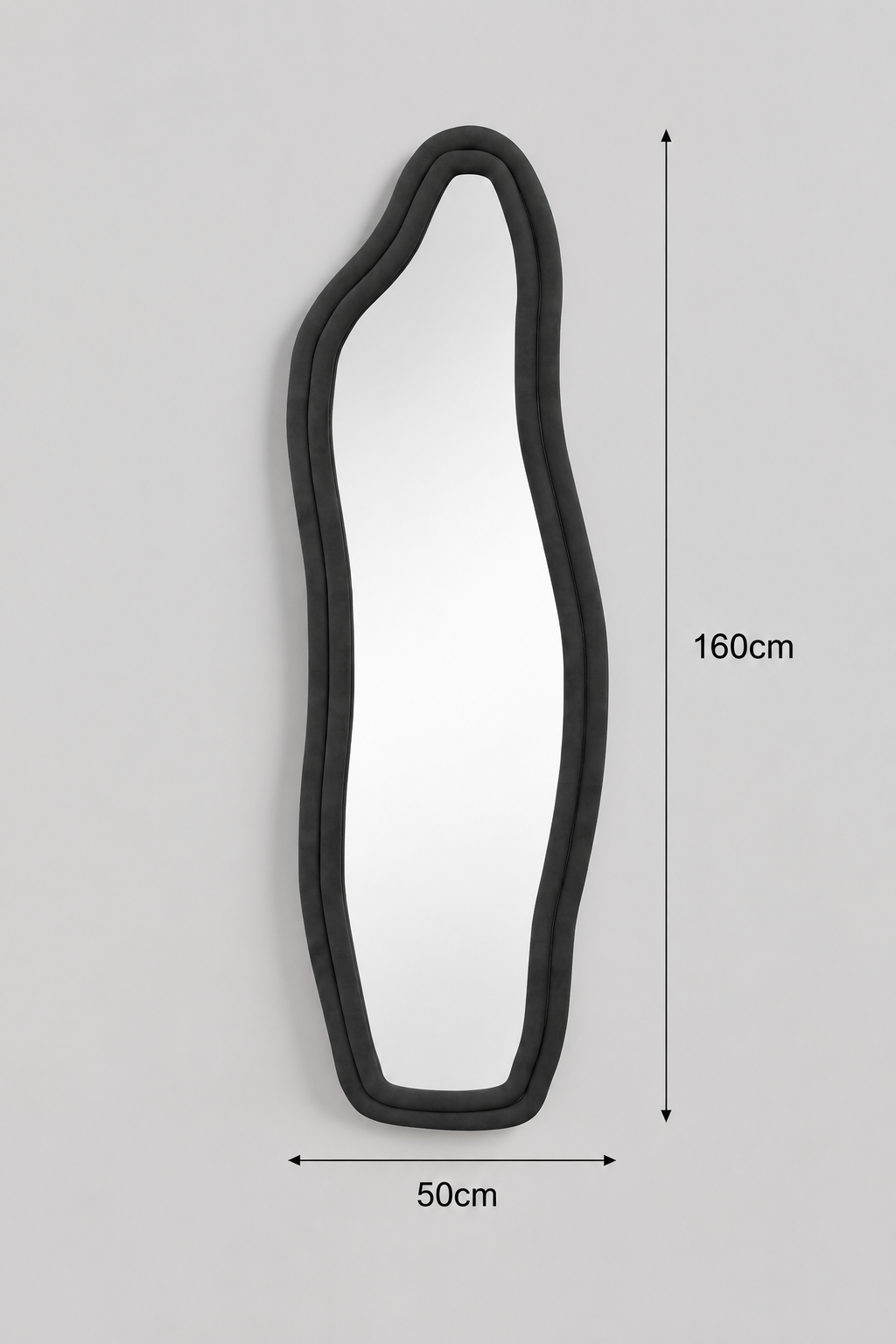 Miroir Mural Pleine Longueur Irrégulier Velours Noir