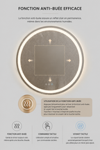Miroir LED Rond Maquillage Double Éclairage Anti-Buée