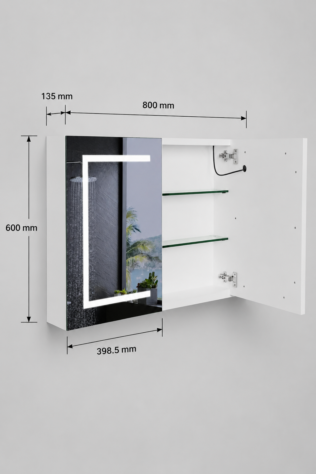 Armoire de Toilette LED Ajustable Simple ou Double Porte Blanche