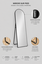 Miroir Pleine Longueur Arche Noir Mat Sol