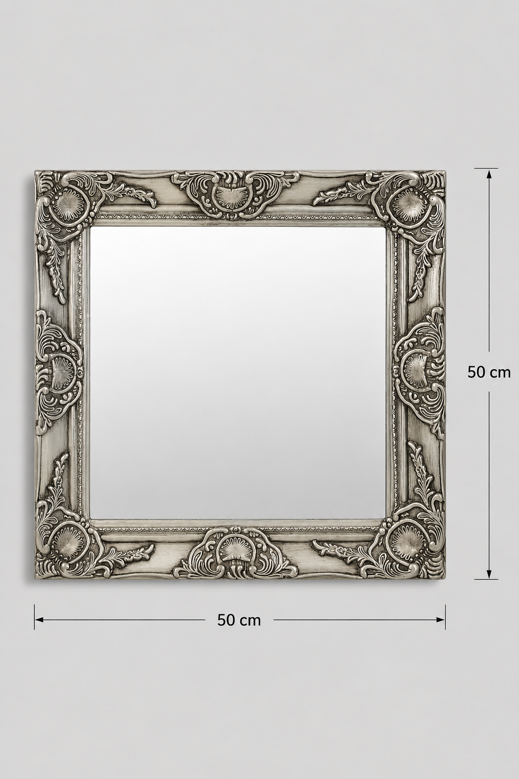 Miroir Baroque Argenté Carré Cadre Classique