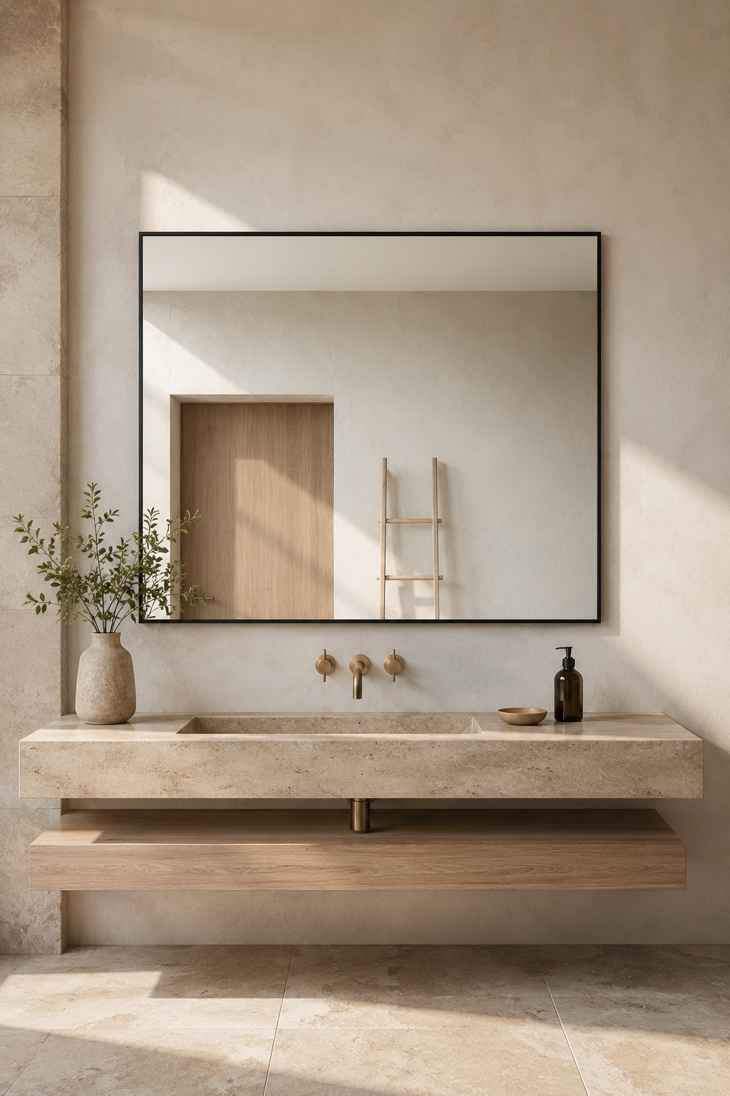 Miroir Rectangulaire Aluminium Noir Verre HD 2 Formats Double Pose