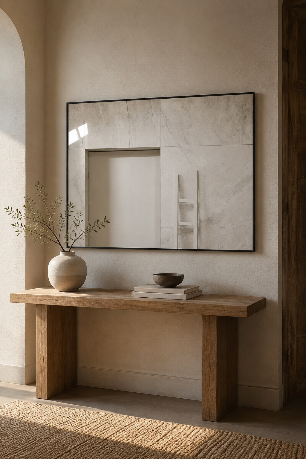 Miroir Rectangulaire Aluminium Noir Verre HD 2 Formats Double Pose