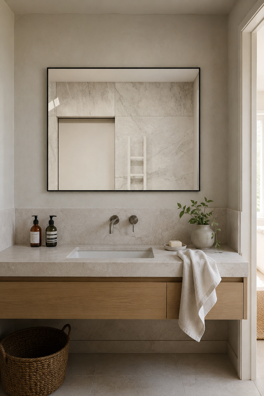 Miroir Rectangulaire Aluminium Noir Verre HD 2 Formats Double Pose