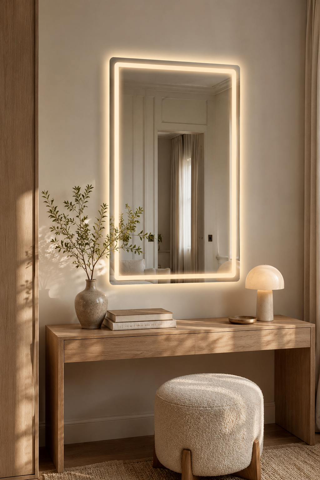 Miroir LED Anti-Buée Affichage Heure Température Tactile