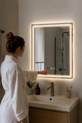 Miroir LED Anti-Buée Affichage Heure Température Tactile