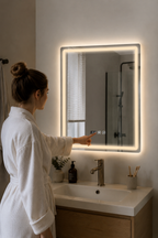 Miroir LED Anti-Buée Affichage Heure Température Tactile