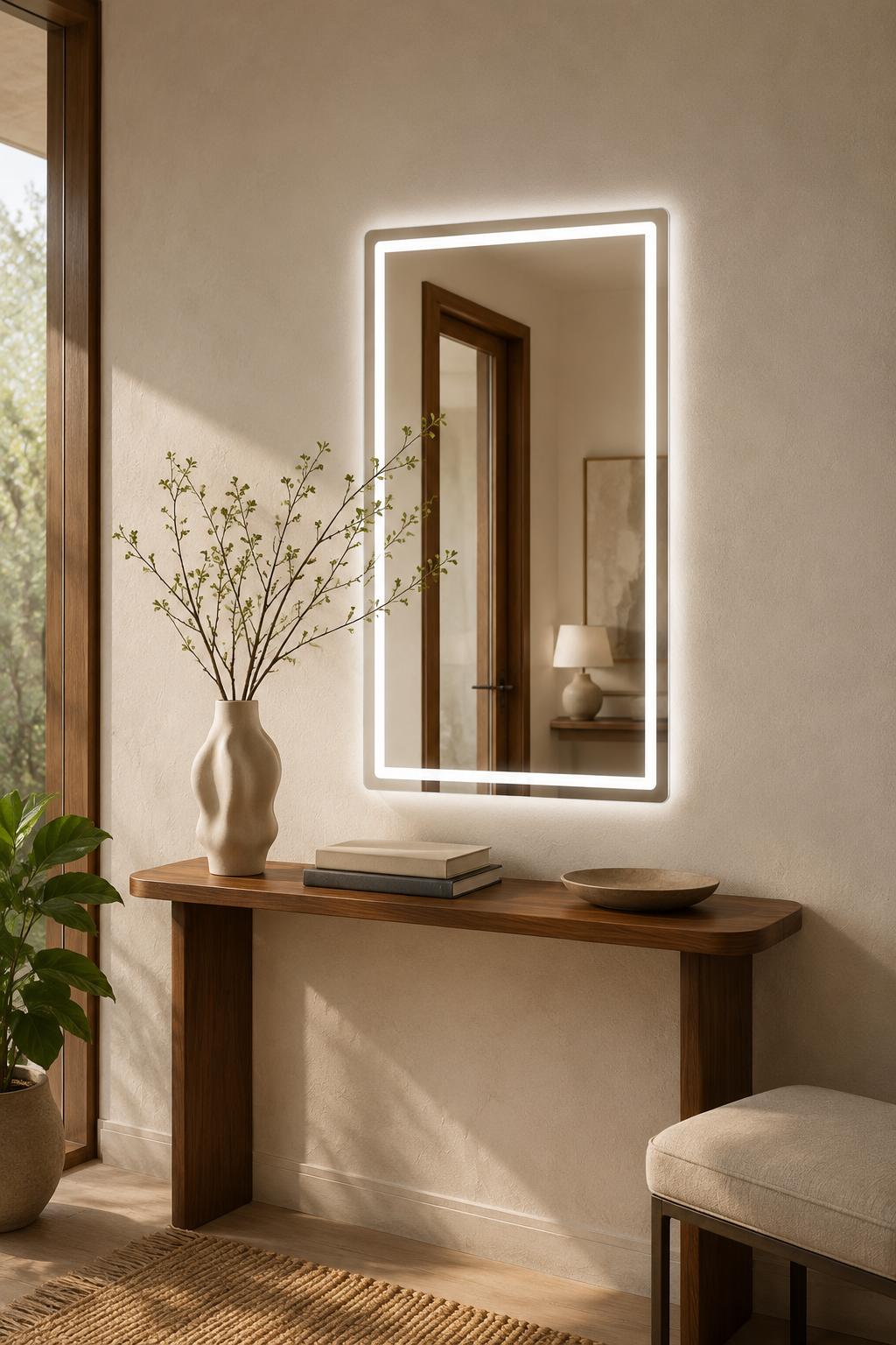 Miroir LED Rectangulaire Étanche 3 Températures Intensité Variable