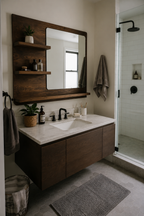 Miroir Salle de Bain Chêne Fumé Tablette Intégrée