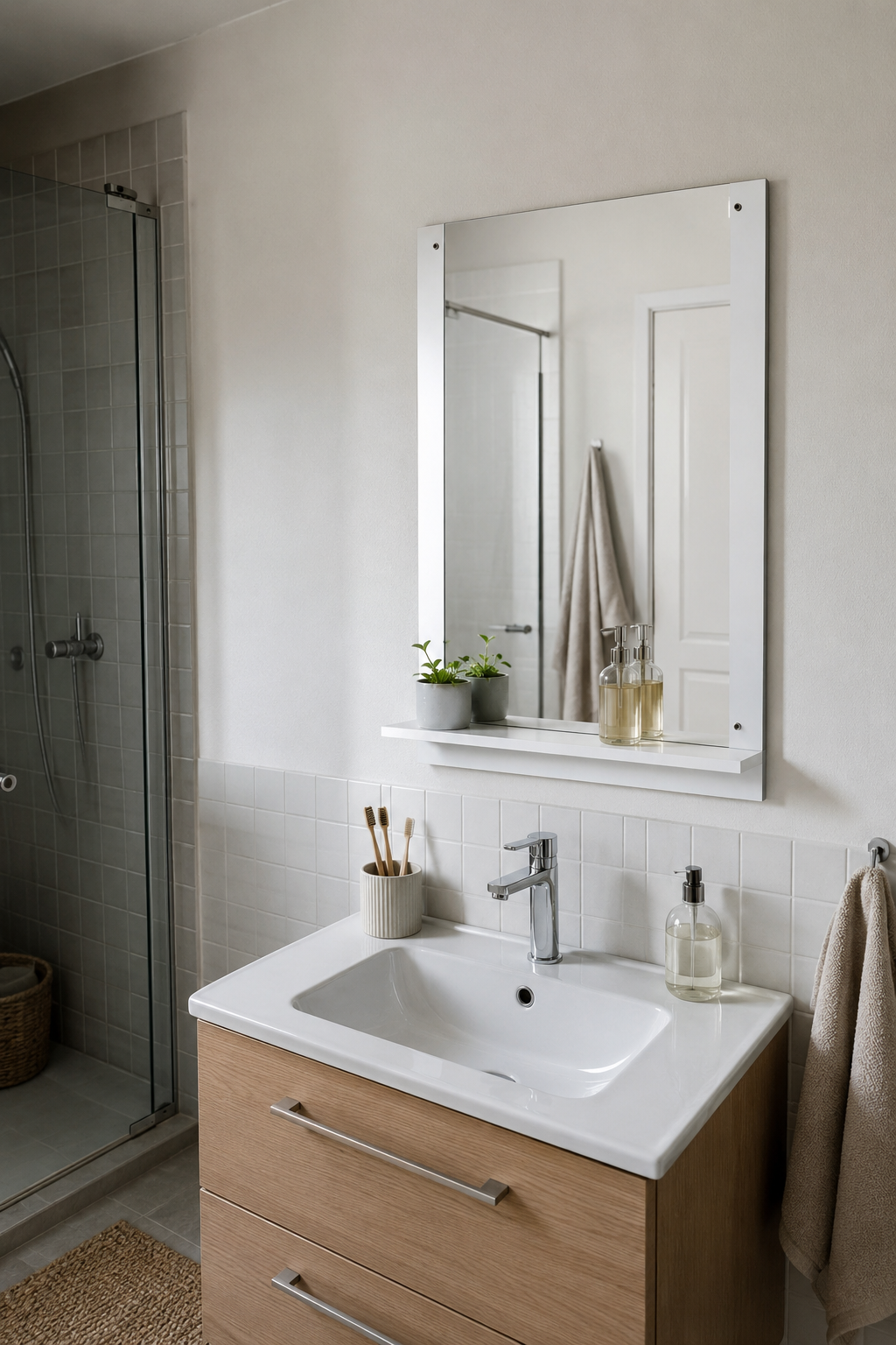 Miroir Mural Blanc Haute Définition Design Épuré