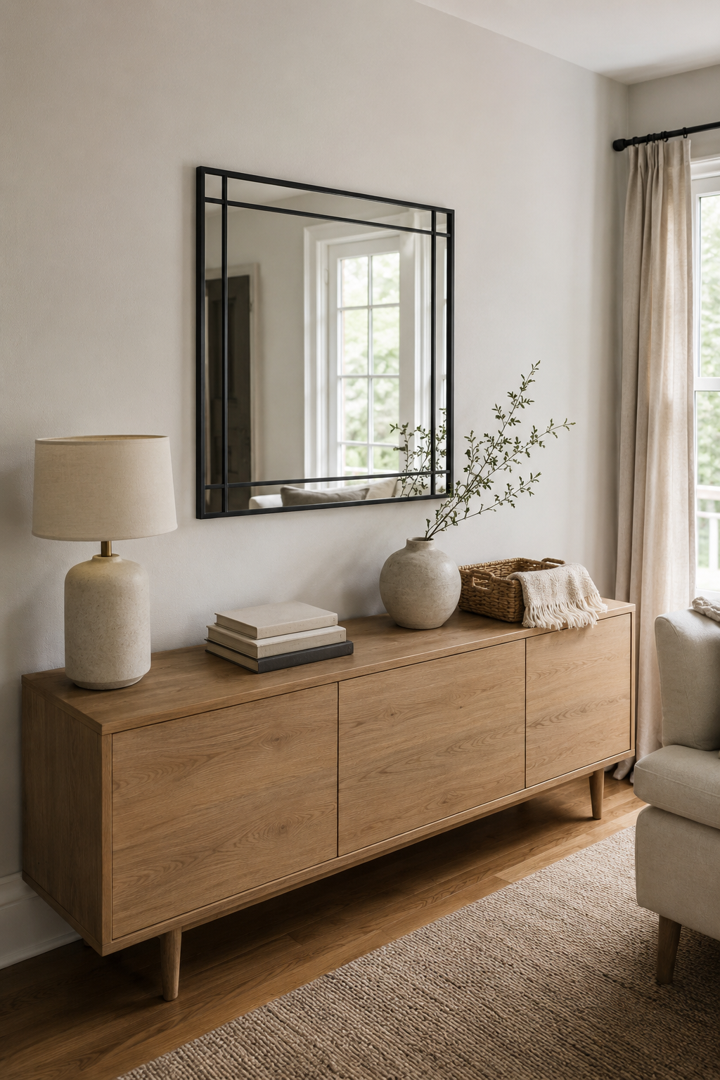 Miroir Carré Cadre Fer Noir Minimaliste