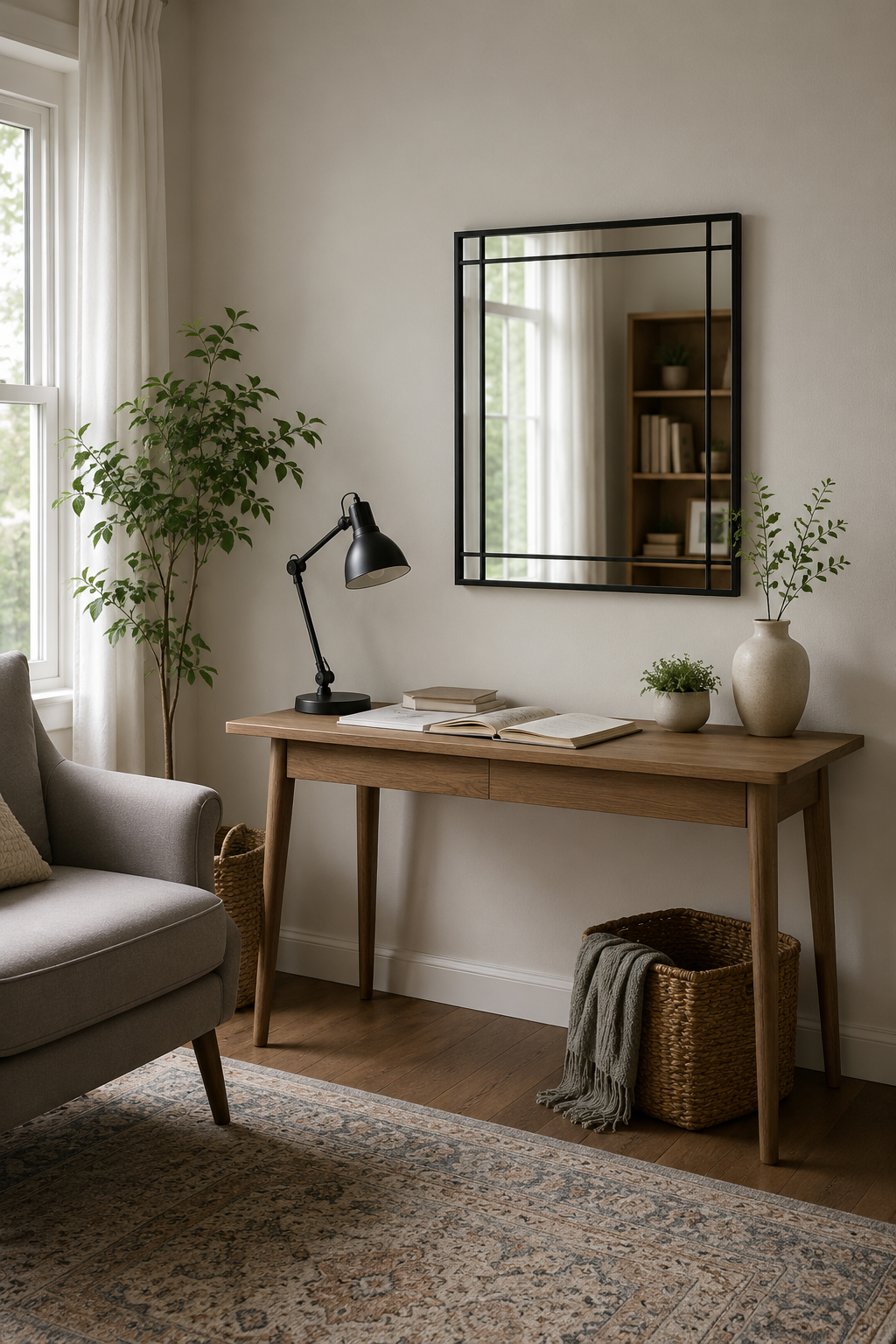Miroir Carré Cadre Fer Noir Minimaliste