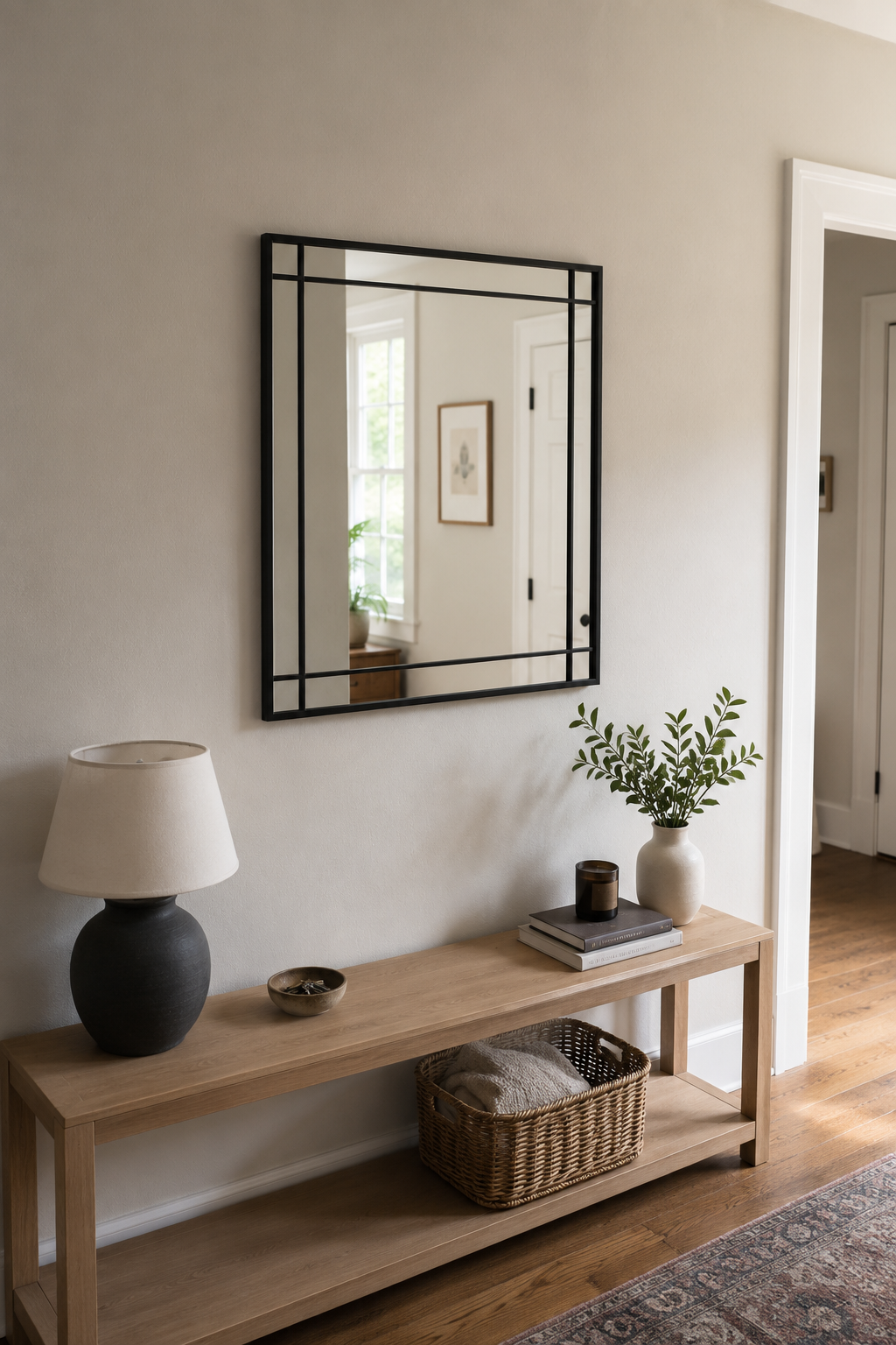 Miroir Carré Cadre Fer Noir Minimaliste