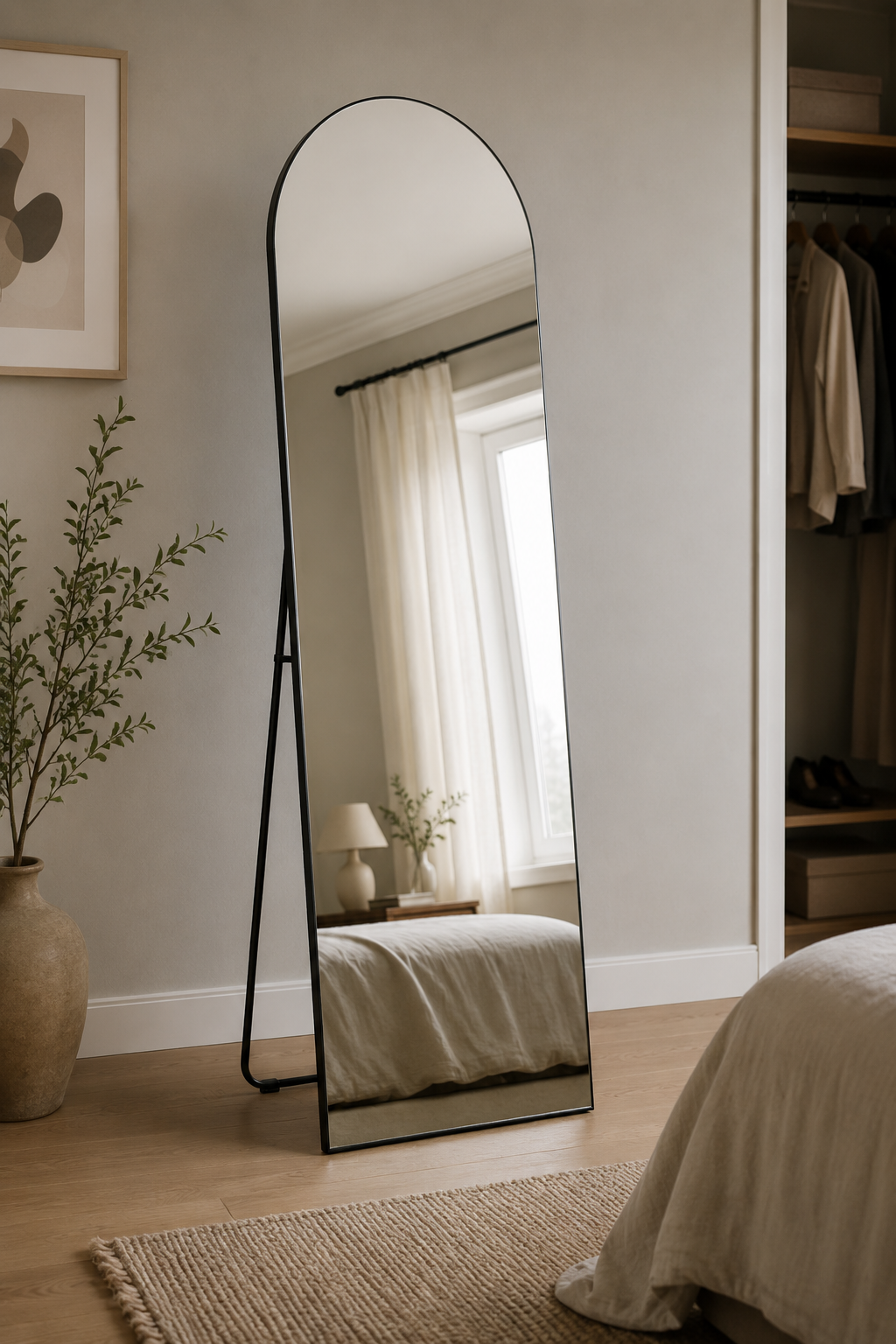 Miroir Pleine Longueur Arche Noir Mat Sol