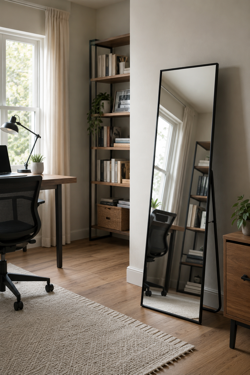 Miroir Pleine Longueur Cadre Aluminium Noir