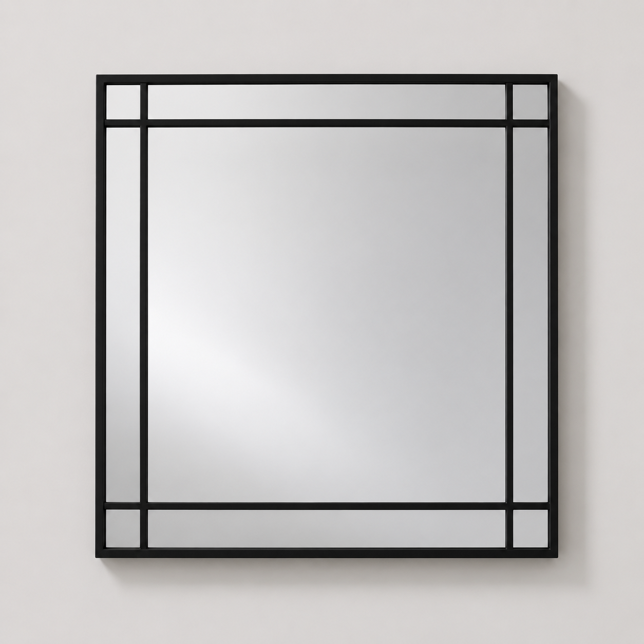 Miroir Carré Cadre Fer Noir Minimaliste