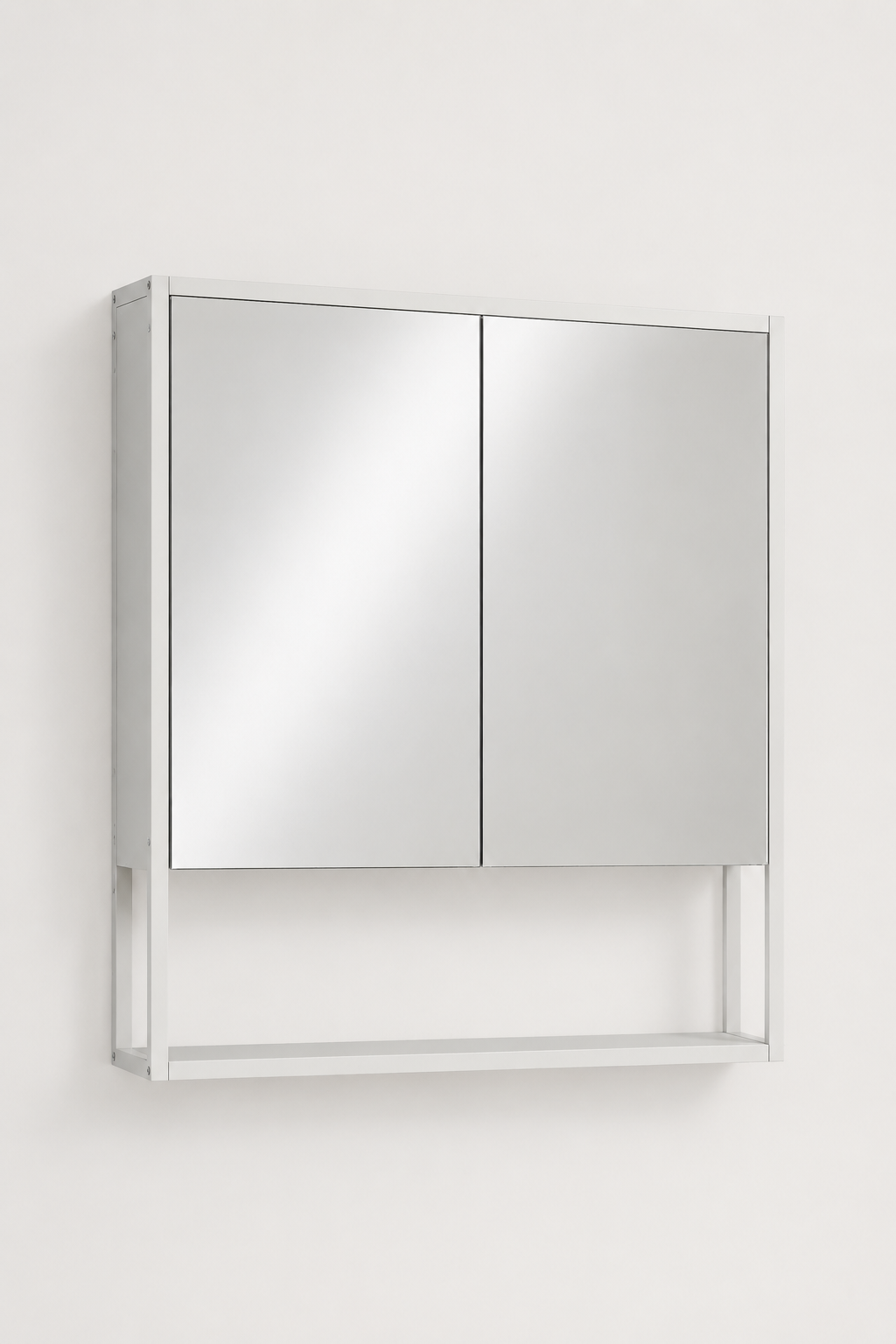 Armoire Murale Blanche 2 Portes Miroir Étagère Ouverte
