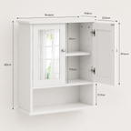 Armoire de Toilette Blanche Porte Miroir Étagère Ajustable