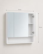 Armoire de Toilette Blanche Portes Miroir Compartiment Ouvert