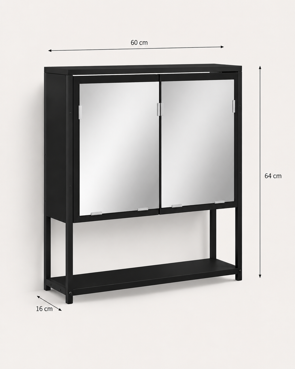 Armoire de Toilette Grand Rangement Porte Miroir 4 Coloris