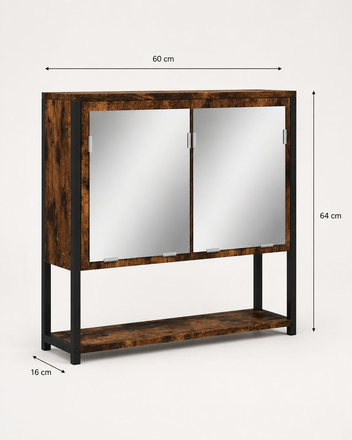 Armoire de Toilette Grand Rangement Porte Miroir 4 Coloris