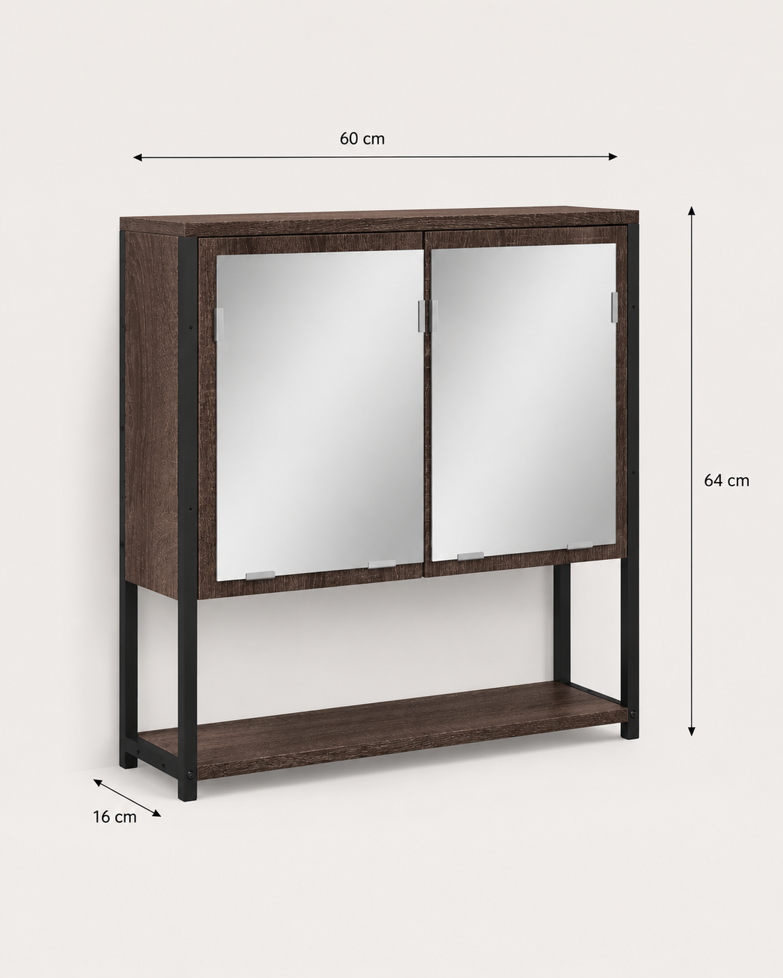 Armoire de Toilette Grand Rangement Porte Miroir 4 Coloris