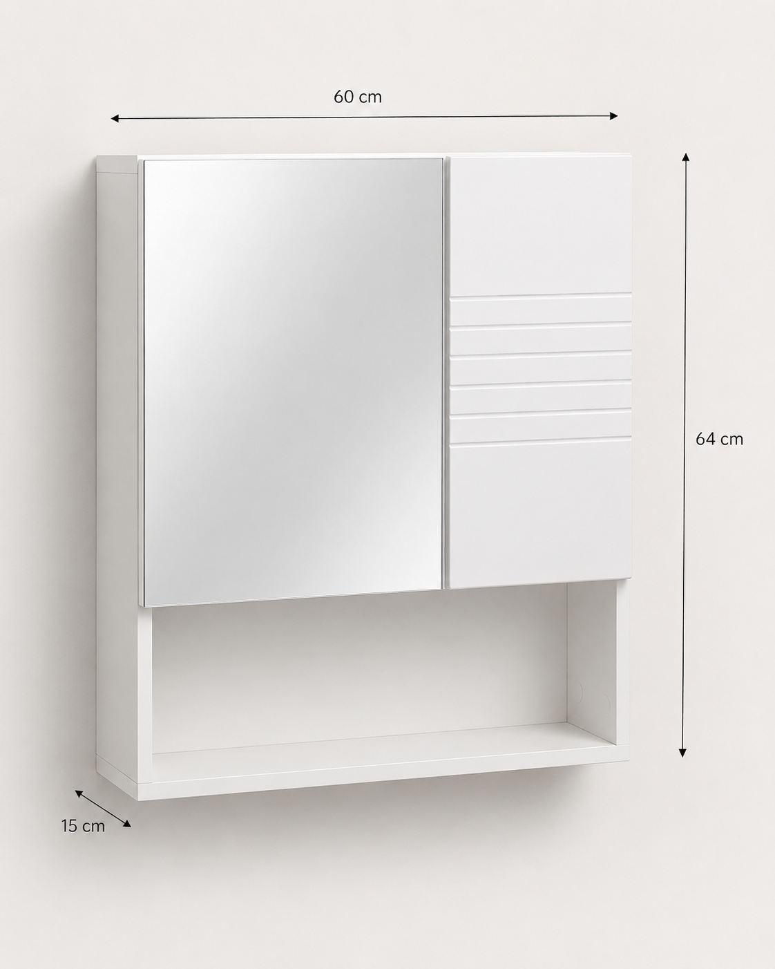 Armoire de Toilette Compacte Porte Miroir Blanche