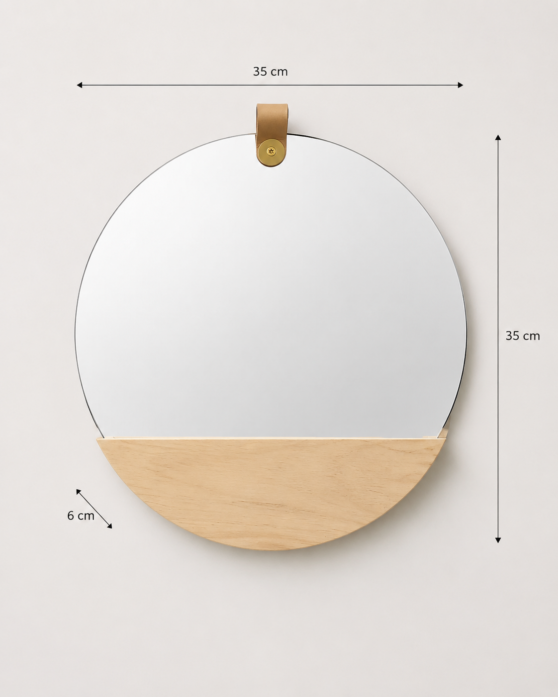 Miroir Mural Bois Massif Étagère Intégrée 2 Formats