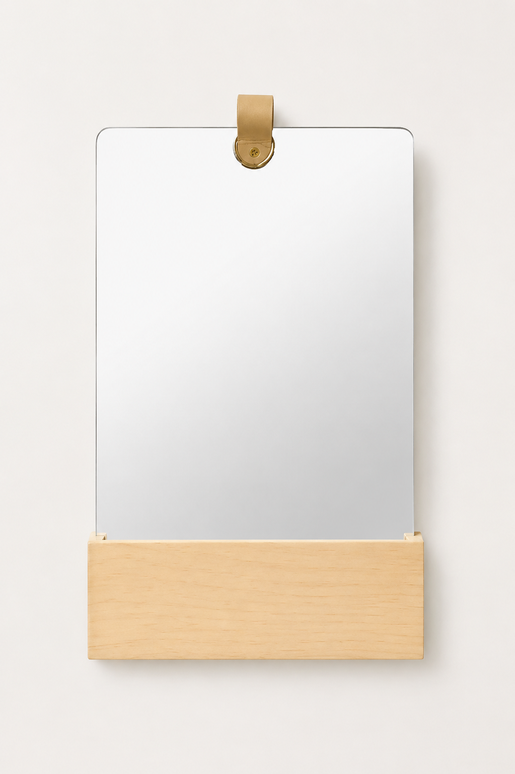 Miroir Mural Bois Massif Étagère Intégrée 2 Formats