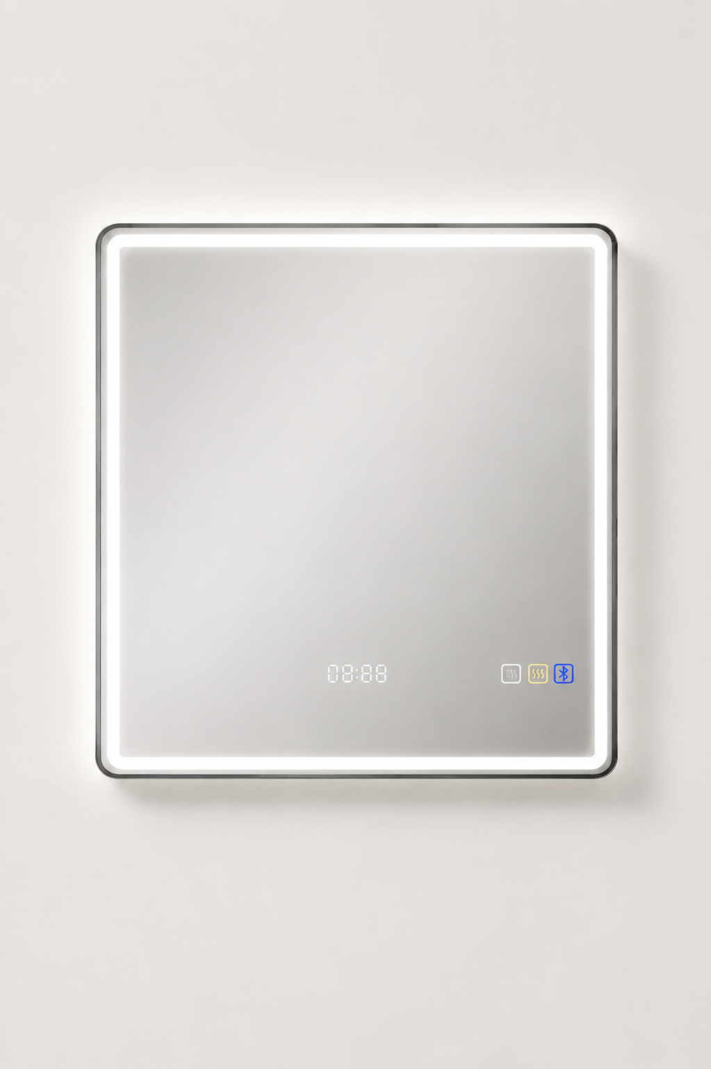 Miroir LED Connecté Bluetooth Horloge Anti-Buée Grand Format