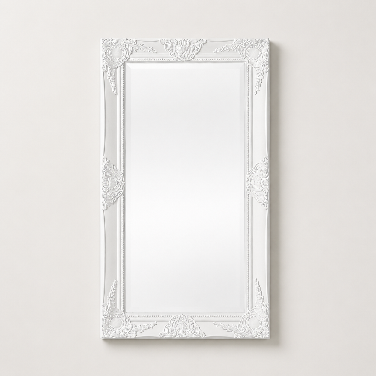 Miroir Baroque Blanc Vertical Cadre Ornemental