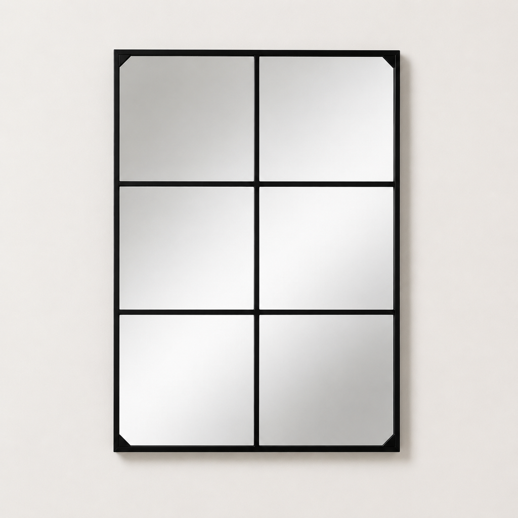 Miroir Rectangulaire Cadre Fer Noir Vintage Industriel