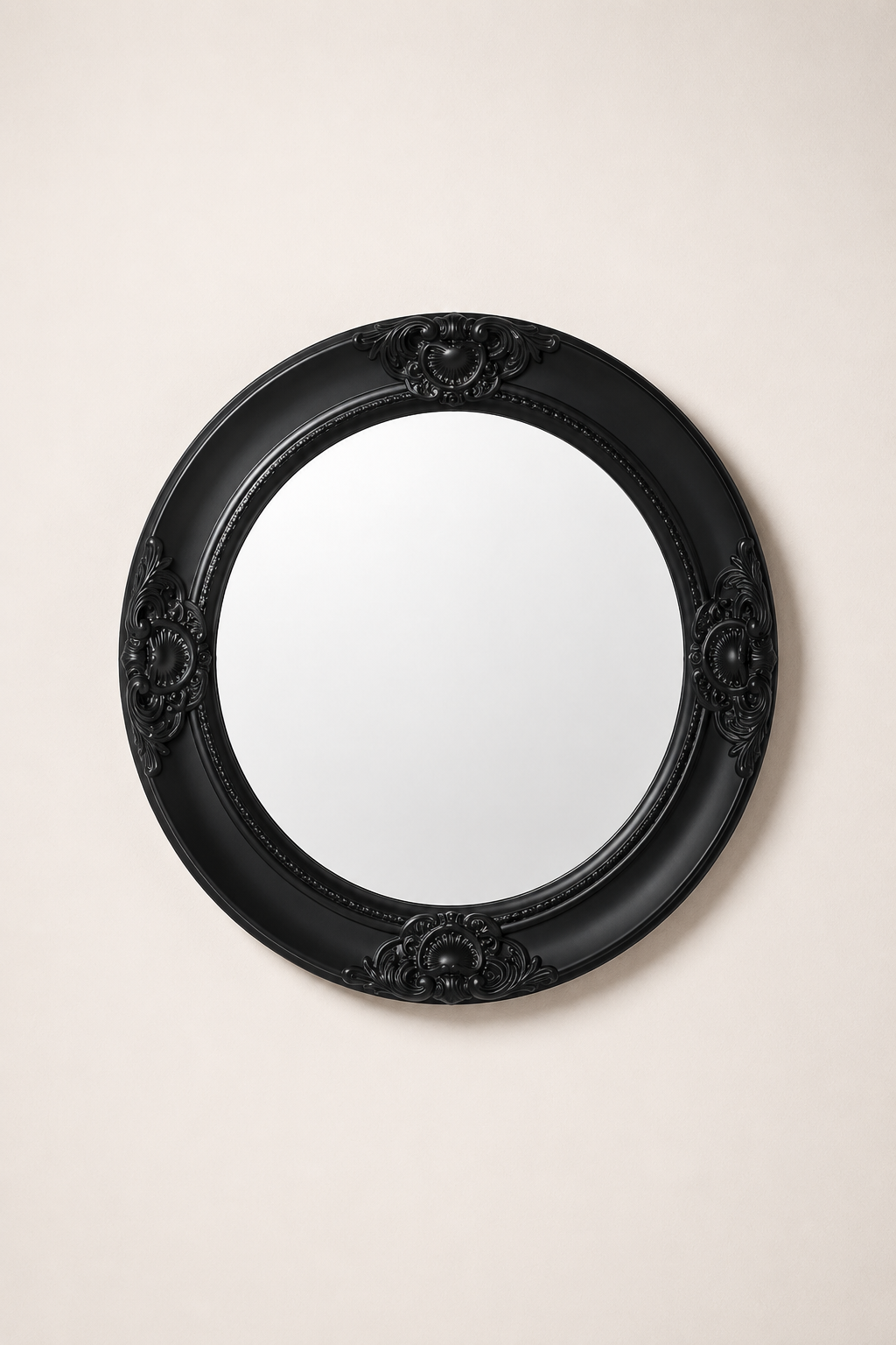 Miroir Rond Baroque Bois Ornementé Bord Biseauté 12 Variantes