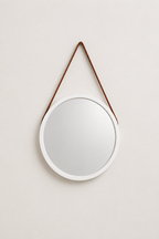 Miroir Rond Suspendu Sangle Cuir Vintage 5 Coloris
