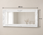 Miroir Baroque Blanc Cadre Ornemental Relief