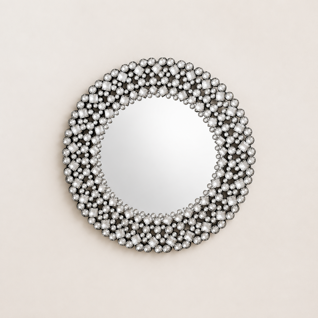 Miroir Rond Prestige Cadre Cristaux Scintillants