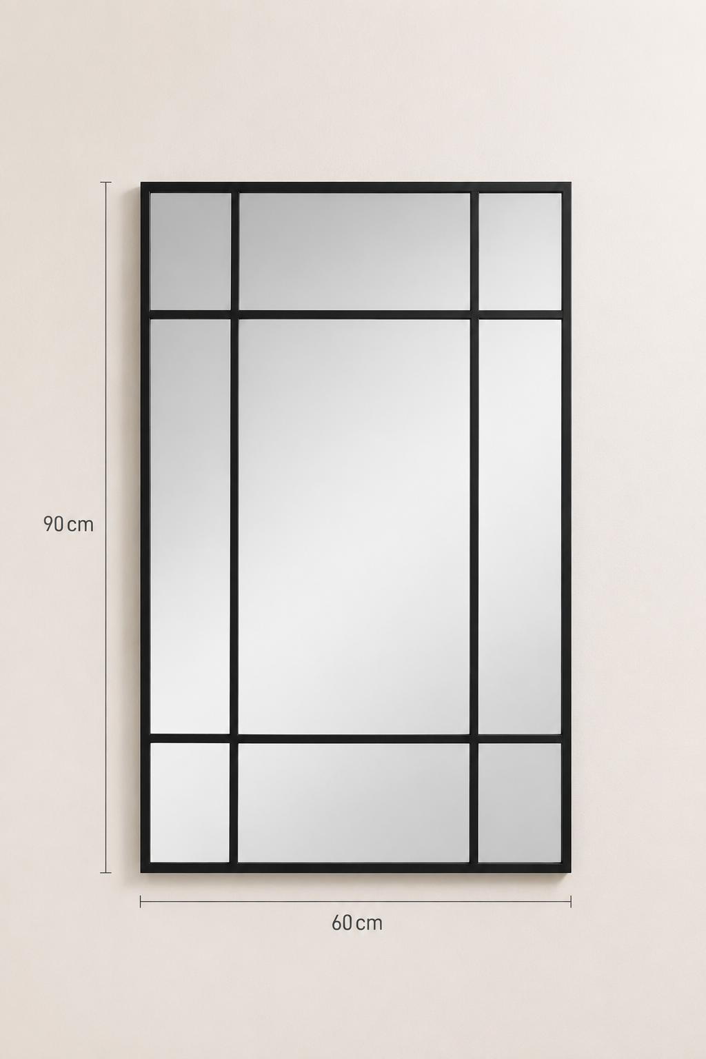 Miroir Style Fenêtre Industrielle Cadre Métal Noir