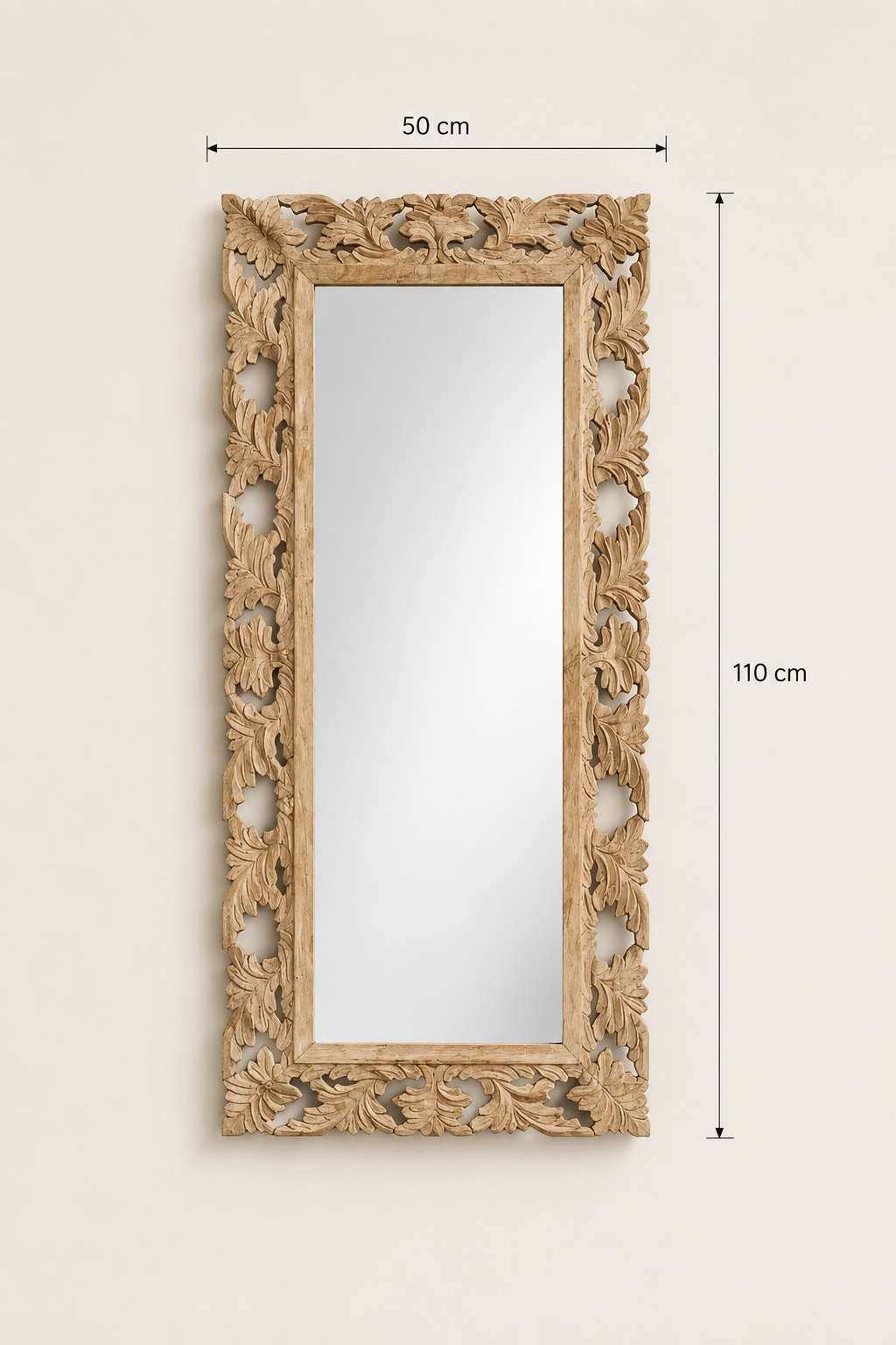 Miroir Mural Bois de Manguier Sculpté à la Main