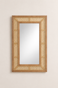 Miroir Rectangulaire Rotin Bois Double Pose