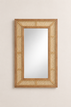 Miroir Rectangulaire Rotin Bois Double Pose
