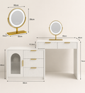 Coiffeuse Extensible Plateau Verre Miroir LED Design Cannelé