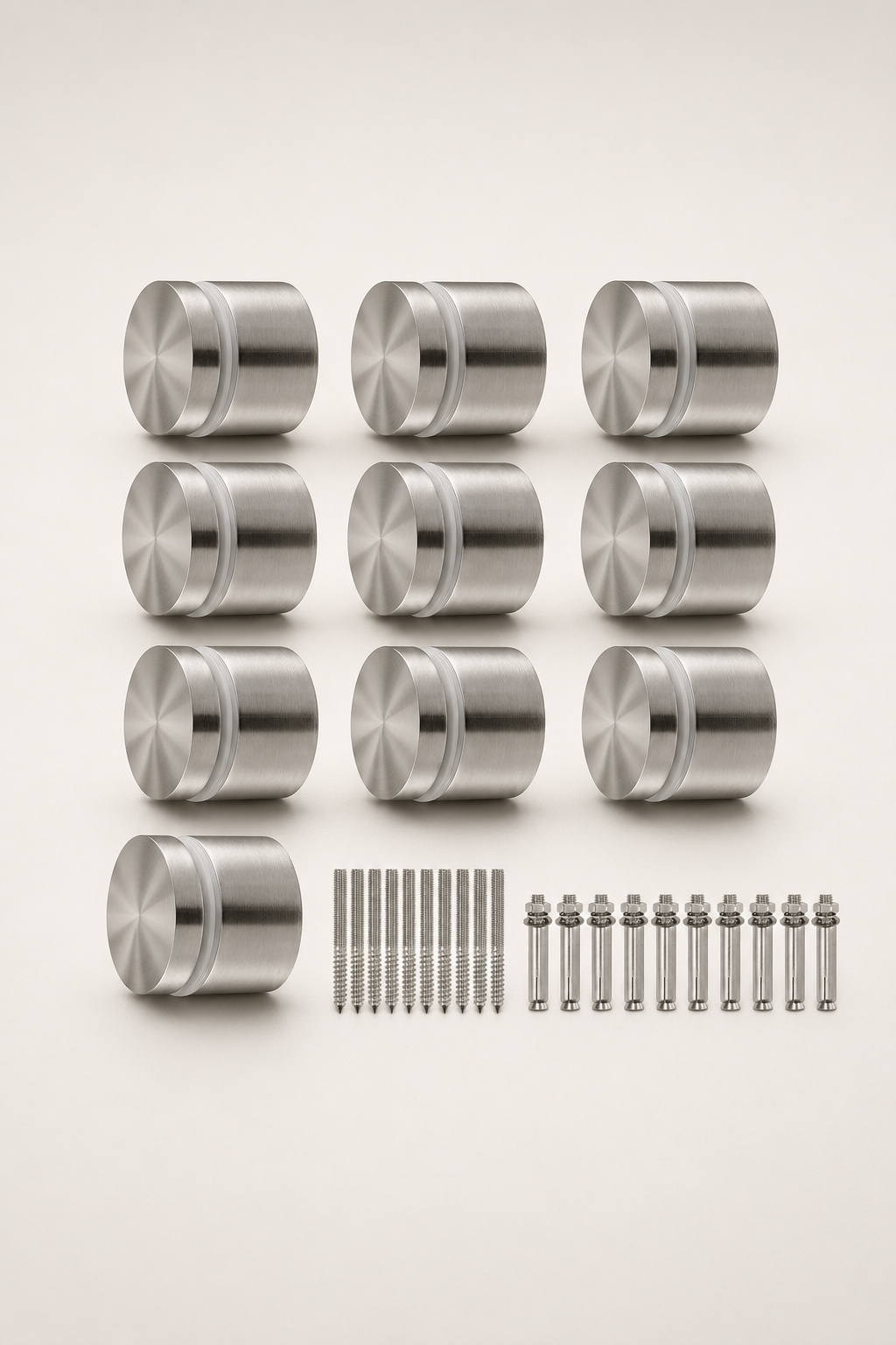 Kit Fixation Miroir Pinces Rondes Inox 316 Noir ou Argenté