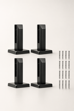 Kit Fixation Miroir Pinces Carrées Inox Noir ou Argenté