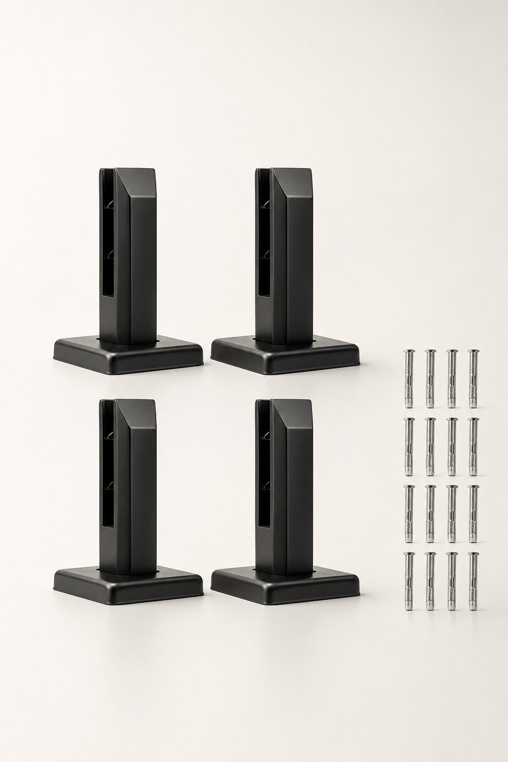 Kit Fixation Miroir Pinces Carrées Inox Noir ou Argenté