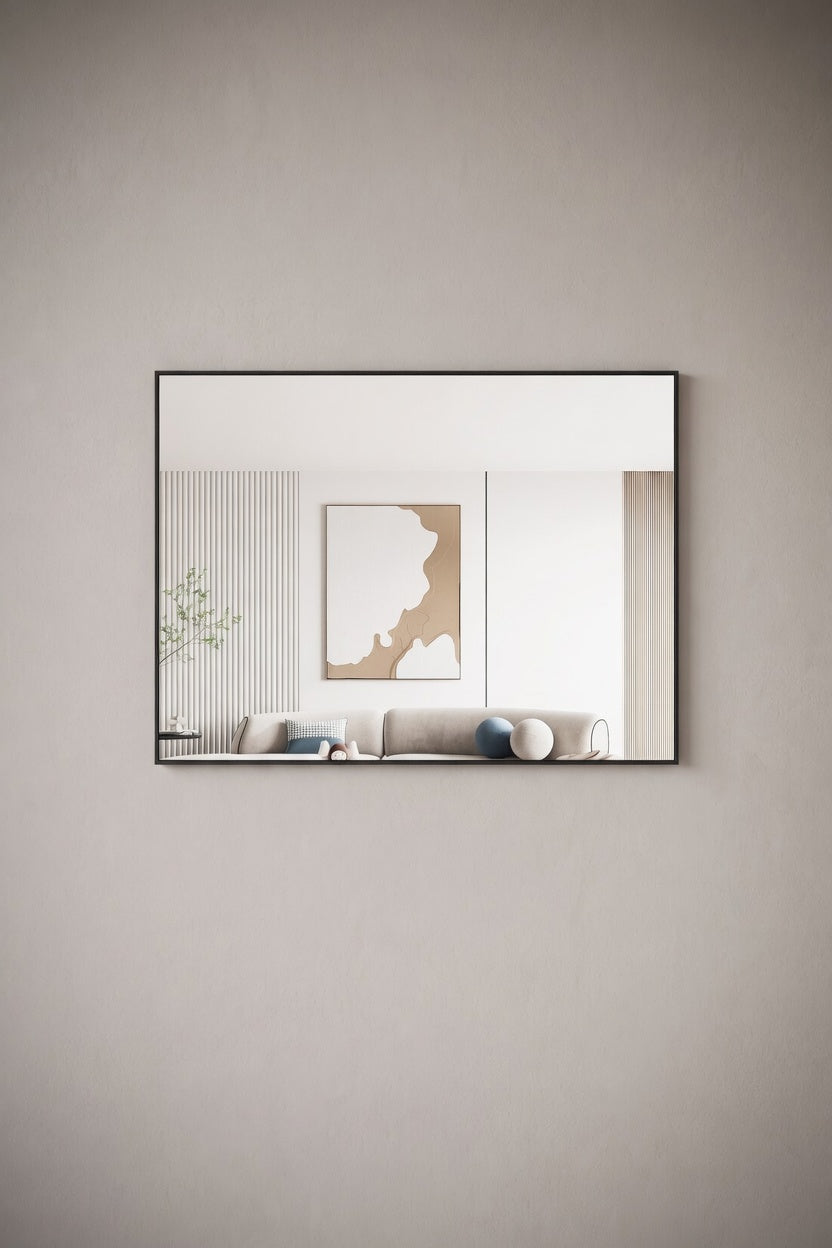 Miroir Rectangulaire Aluminium Noir Verre HD 2 Formats Double Pose