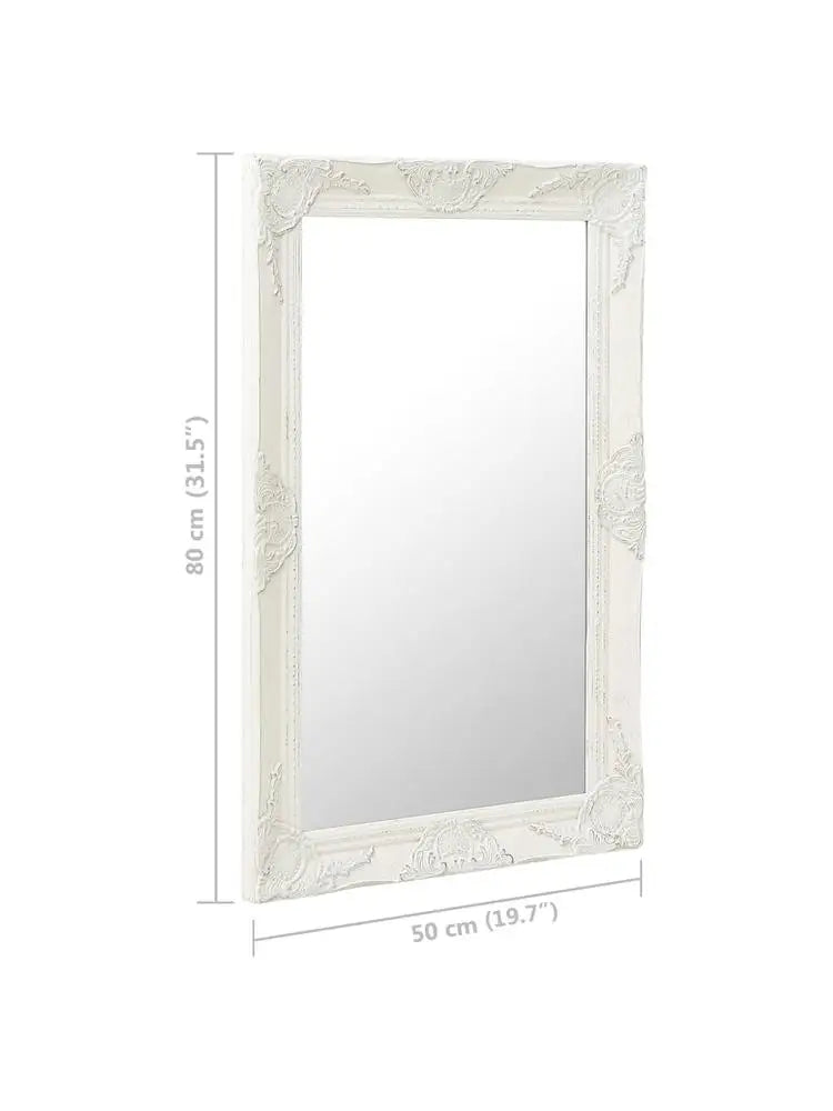 Grand miroir mural baroque blanc