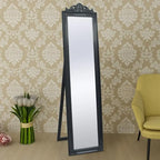 Miroir sur pied baroque noir