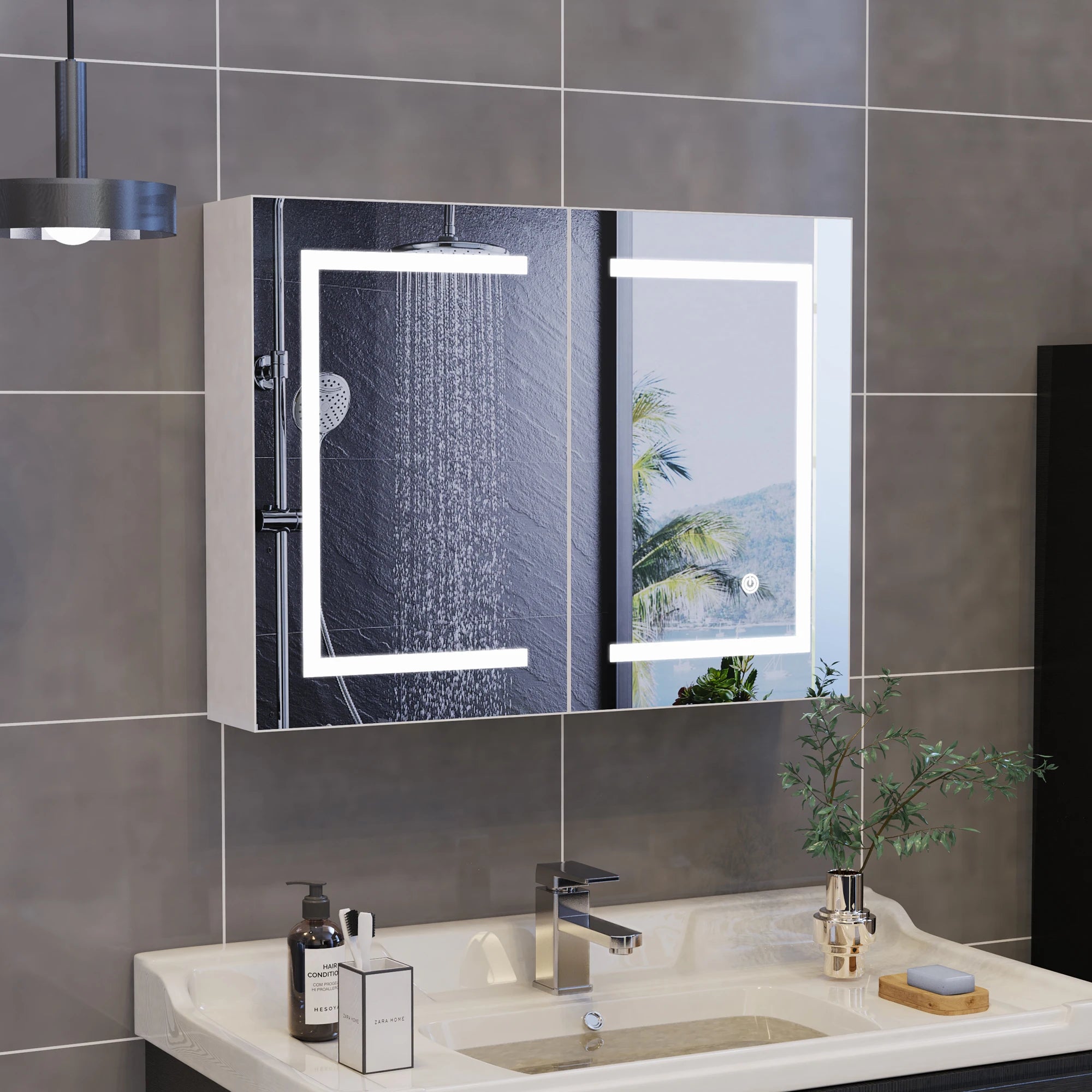 Armoire de toilette LED anti-buée blanche