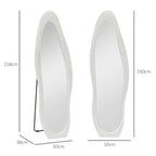 Miroir pleine longueur ondulé velours blanc